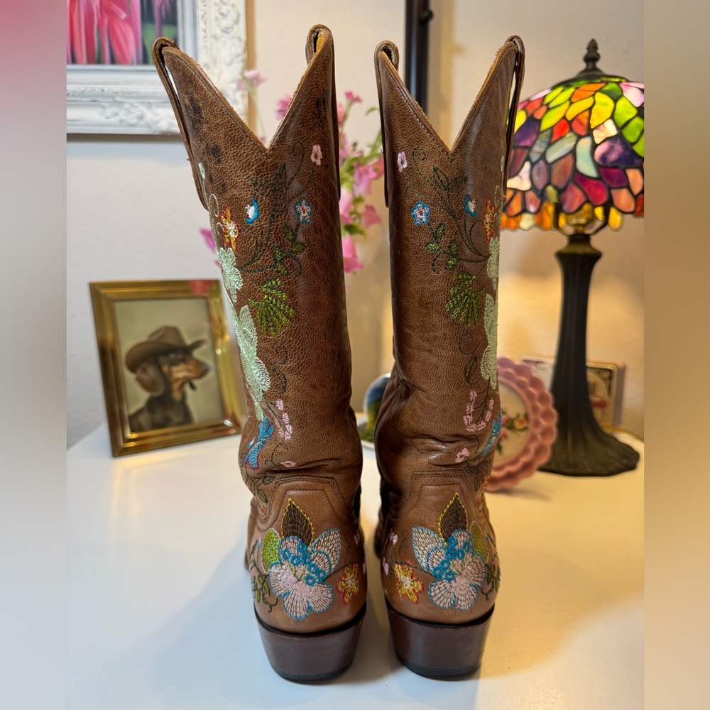 Old Gringo Eden Floral Embroidered Brown Cowboy Boots Size 7 - Picture 4 of 15